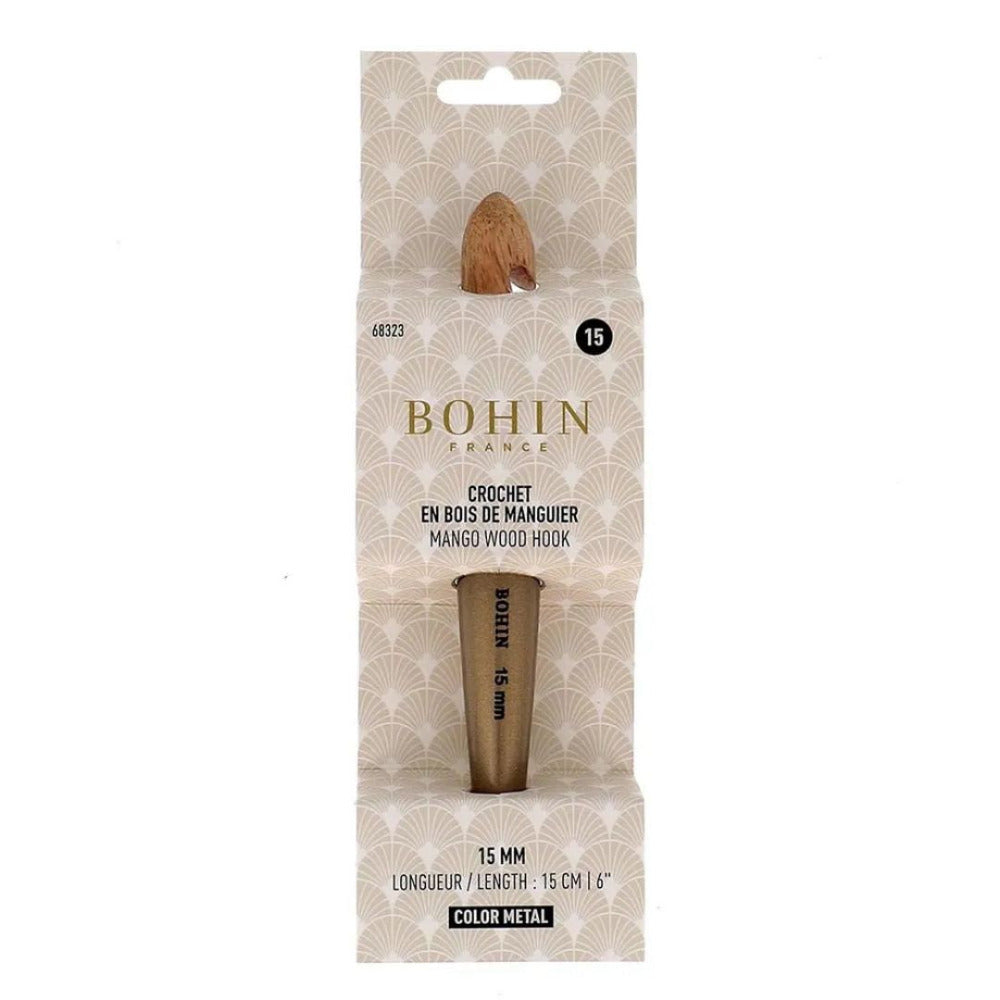 Bohin Mango Wood Crochet Hook 15.0mm