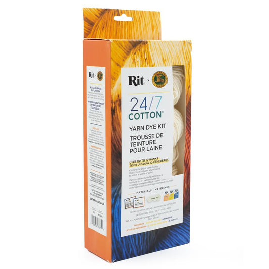 24/7 Cotton Yarn Dye Rit Kit Tangerine, Golden Yellow, Royal Blue