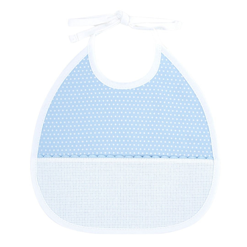 DMC Stitchable Polka Dot Bib Blue 3 mth