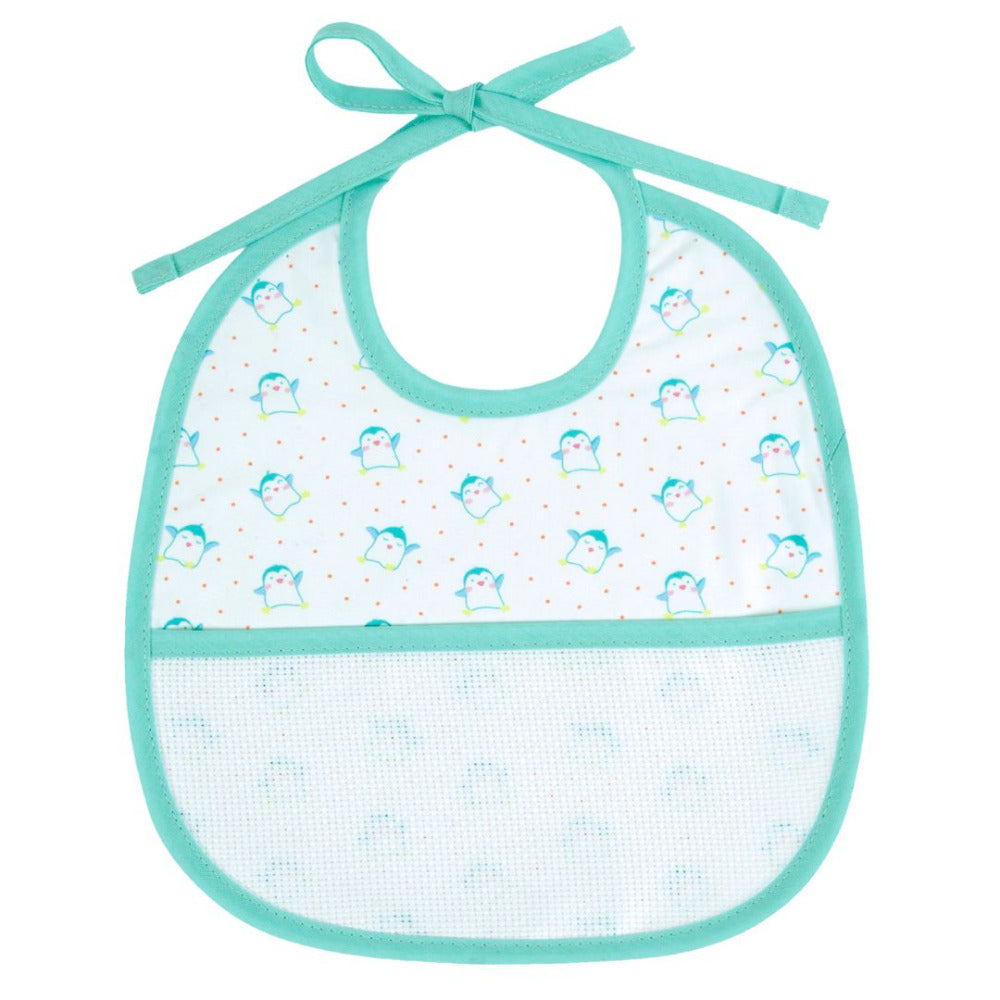 DMC Ready-to-Stitch Green Penguin Bib 3 mth