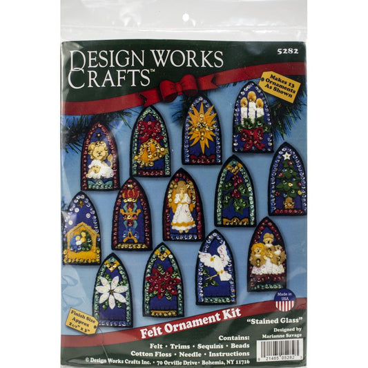 Stained Glass Design Works Felt Ornament Applique Kit Set Of 13