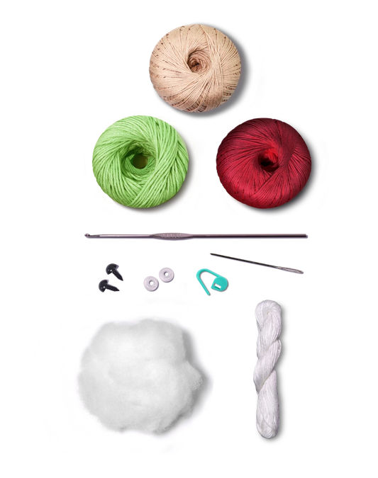 Circulo Amigurumi Kit "Too Cute" Strawberry kit contents