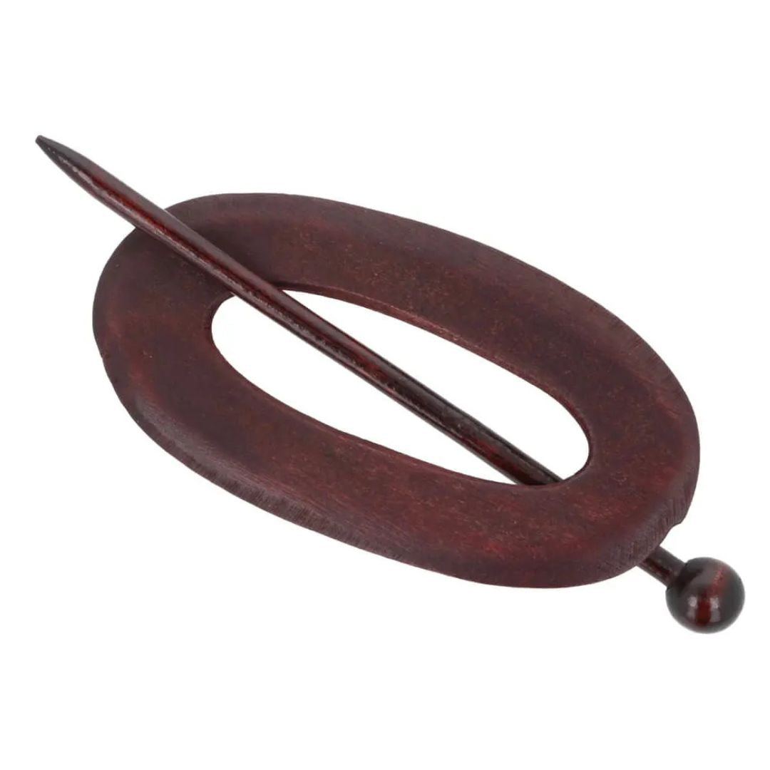 Oval 95mm Asymmetric Timber Shawl Pin
