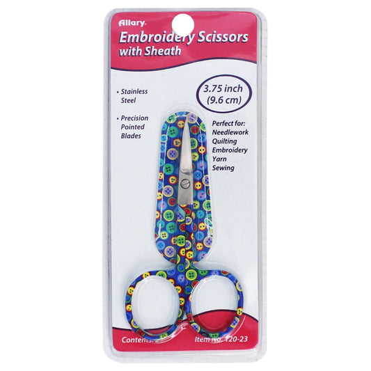 Allary Embroidery Scissors with Leather Sheath Buttons