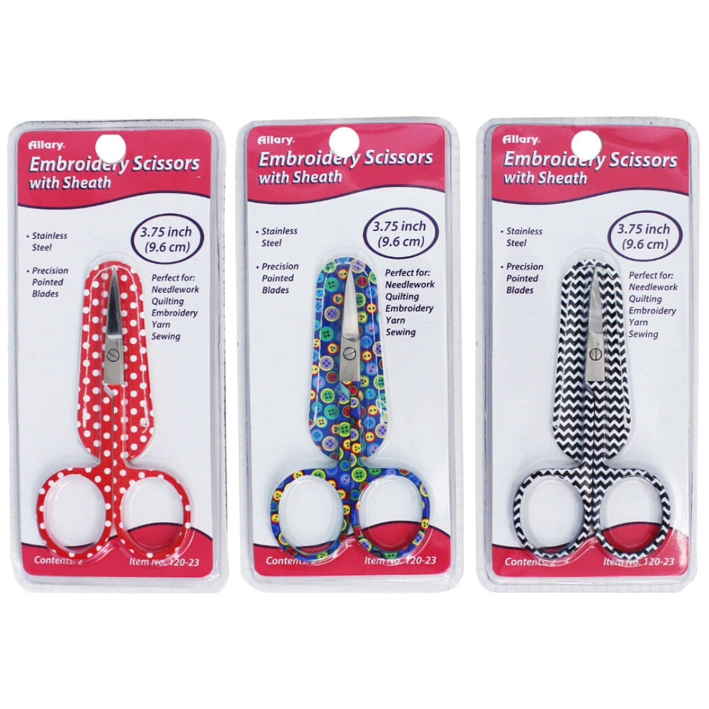 Allary Embroidery Scissors with Leather Sheath Assortment
