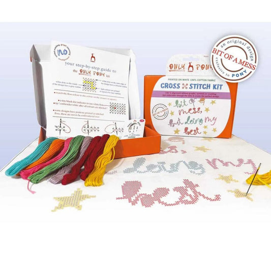 Pony "Bit of a Mess, But Doing my Best" No-Count Cross Stitch Kit