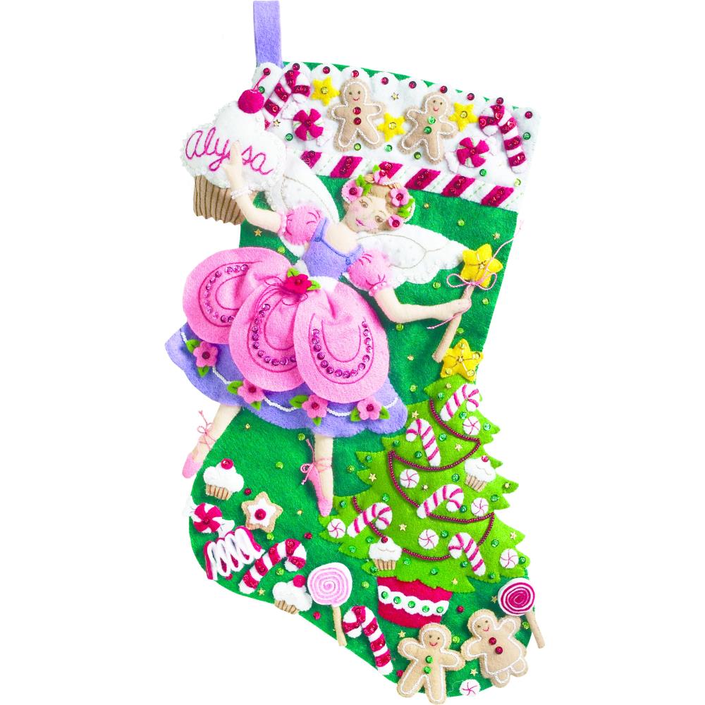 Sugar Plum Fairy Bucilla Felt Stocking Applique Kit 18"