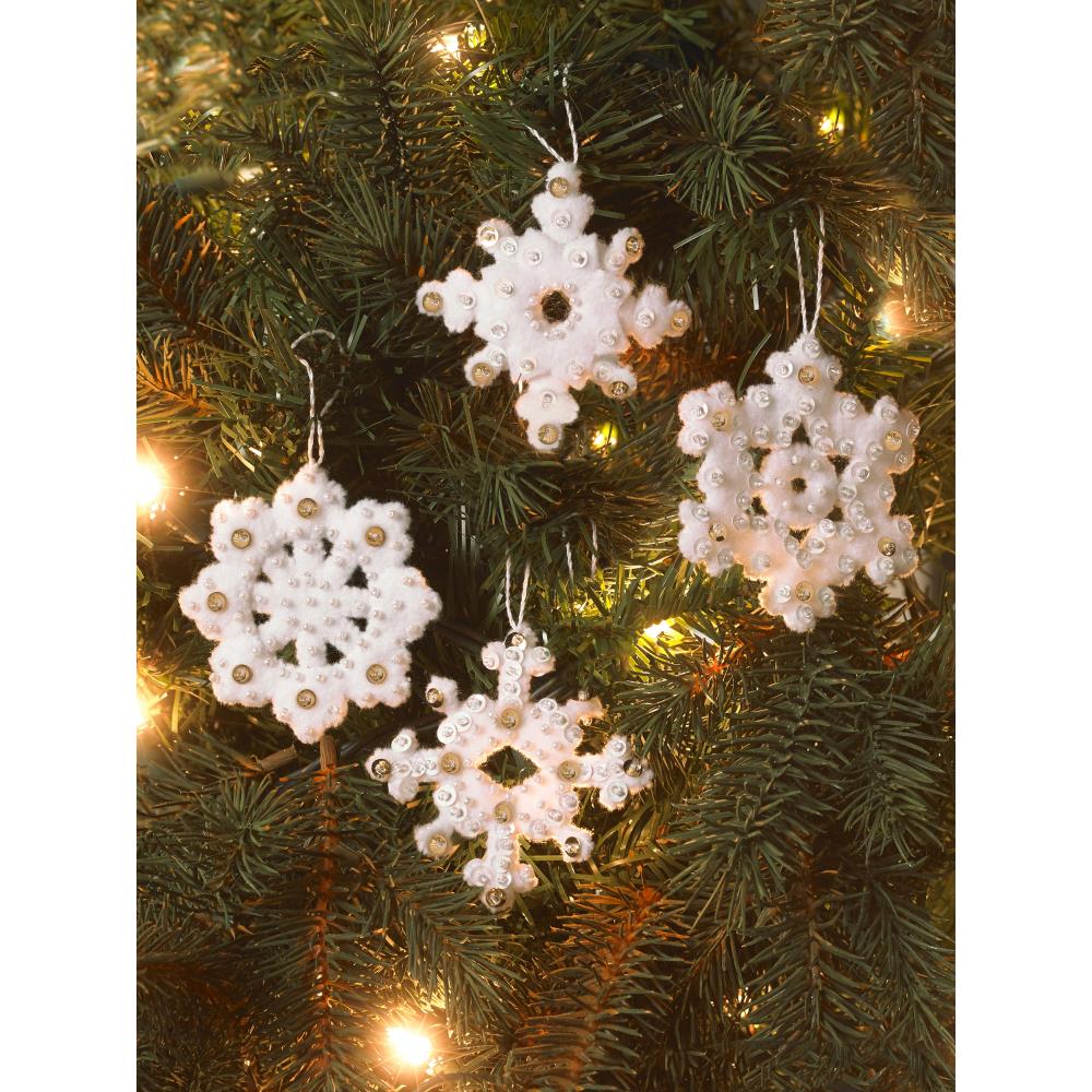 Elegant Christmas Snowflake Bucilla Ornaments Felt Applique Kit Set Of 6