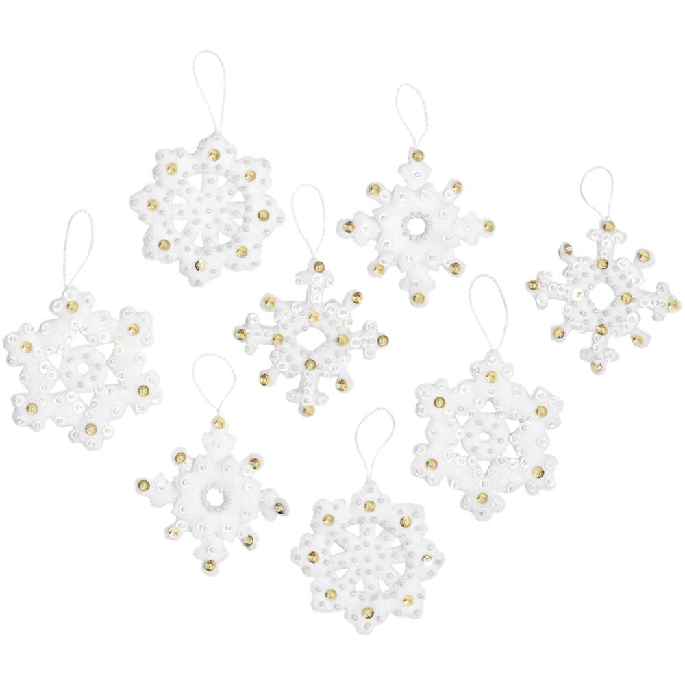 Elegant Christmas Snowflake Bucilla Ornaments Felt Applique Kit Set Of 6