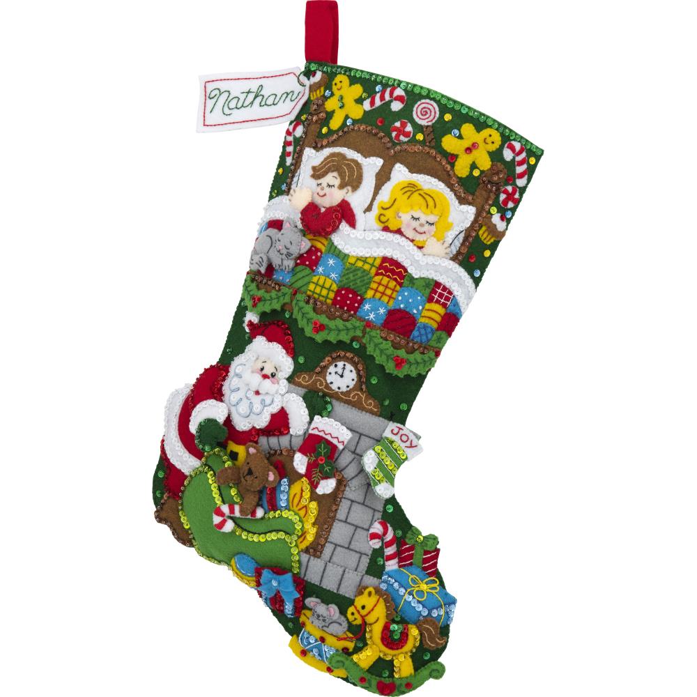 Night Before Christmas Bucilla Felt Stocking Applique Kit 18"