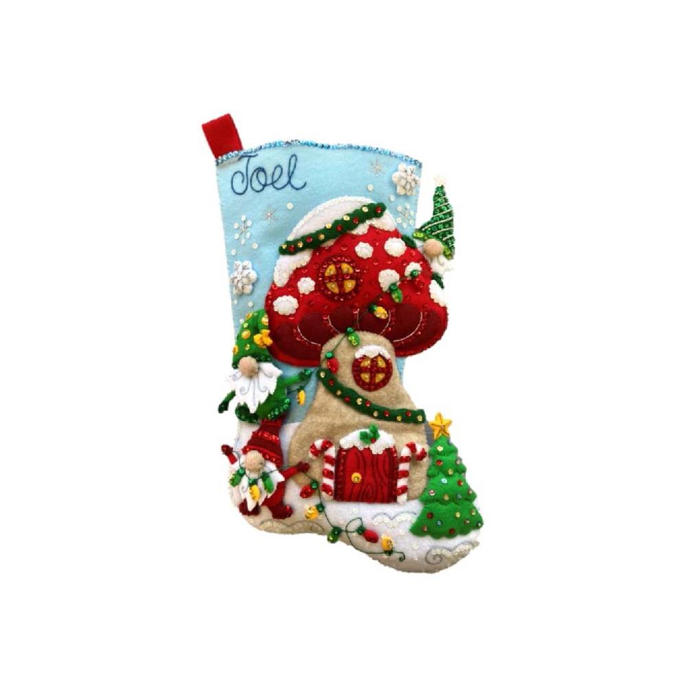 Gnome for Christmas Bucilla Felt Stocking Applique Kit 18"