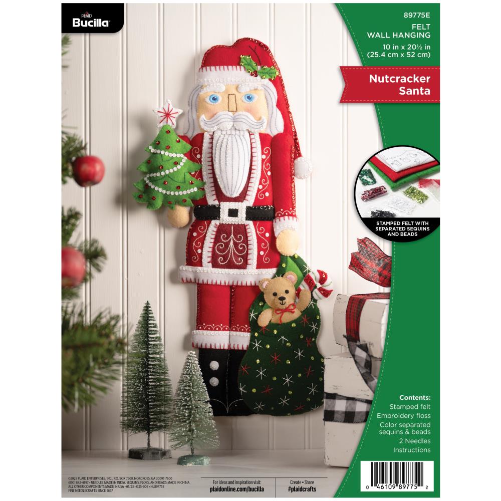 Nutcracker Santa Wall Hanging Kit Bucilla Felt Applique Kit