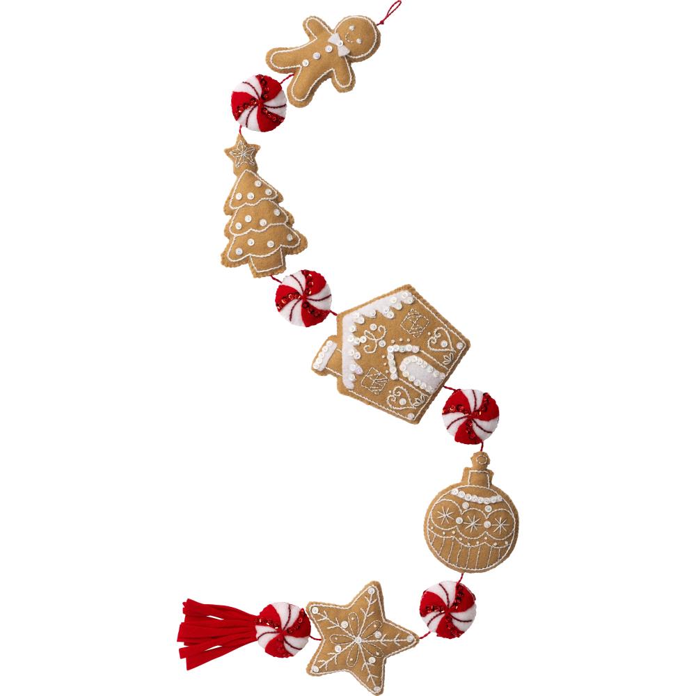Gingerbread Treats Garland Bucilla Felt Applique Kit
