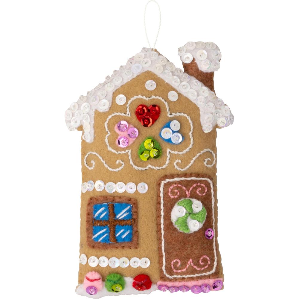 Candy Christmas Cottages Bucilla Felt Ornaments Applique Kit
