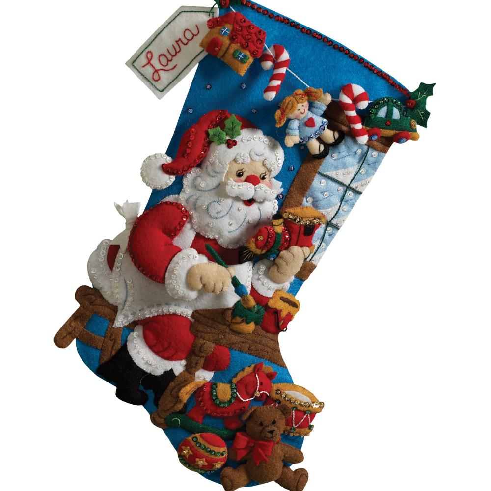 In the Workshop Santa Bucilla Felt Stocking Applique Kit 18"