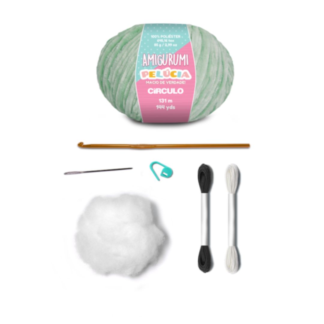 Circulo Amigurumi Kit "Neo Mint" Plush Teddy kit content