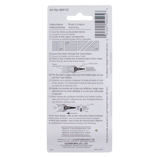 Clover 464/12 Bias Tape Maker 12mm (0.5 inch)