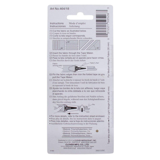 Clover 464/18 Bias Tape Maker 18mm (0.75 inch)