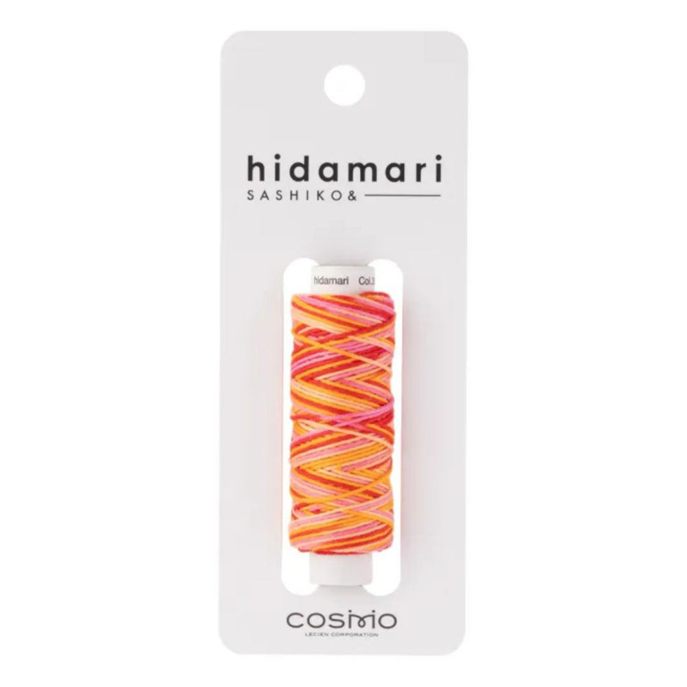 Cosmo "Hidamari" Sashiko Thread Colour 301 Orange/Pink/Red Multi
