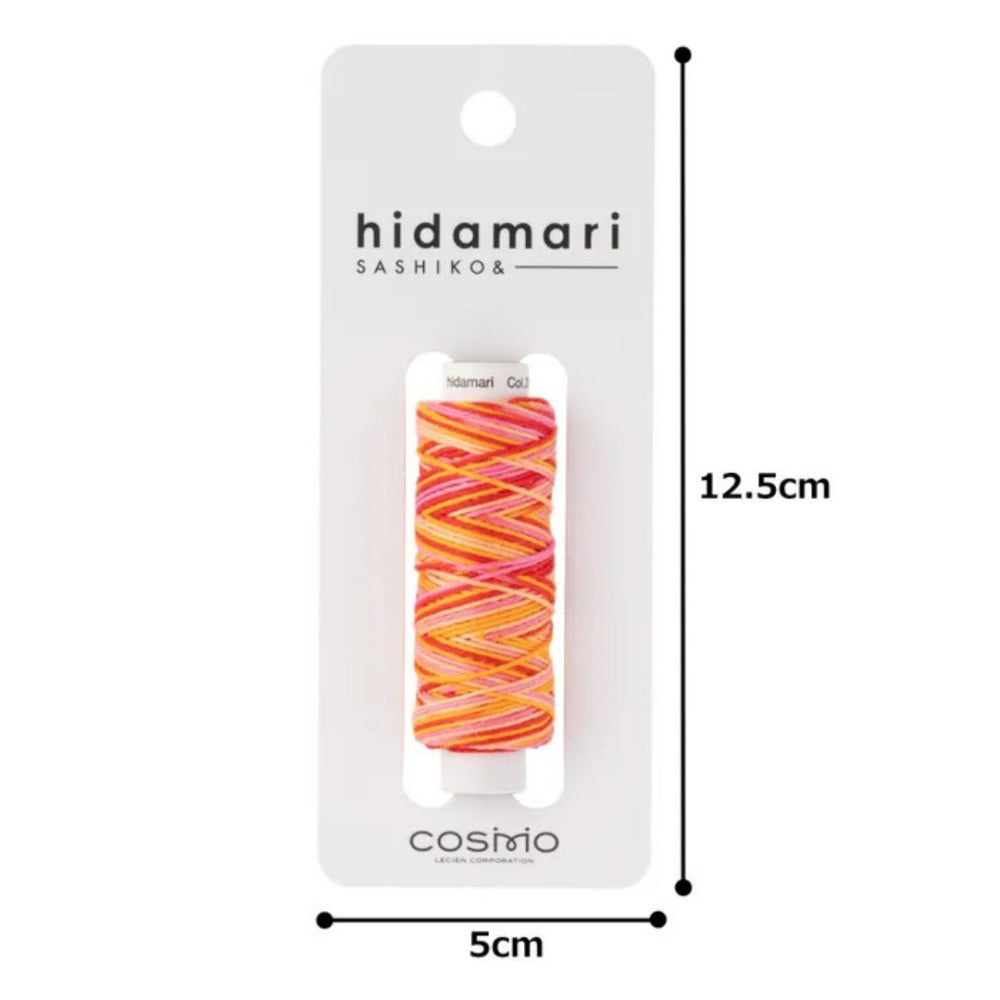 Cosmo "Hidamari" Sashiko Thread Colour 301 Orange/Pink/Red Multi