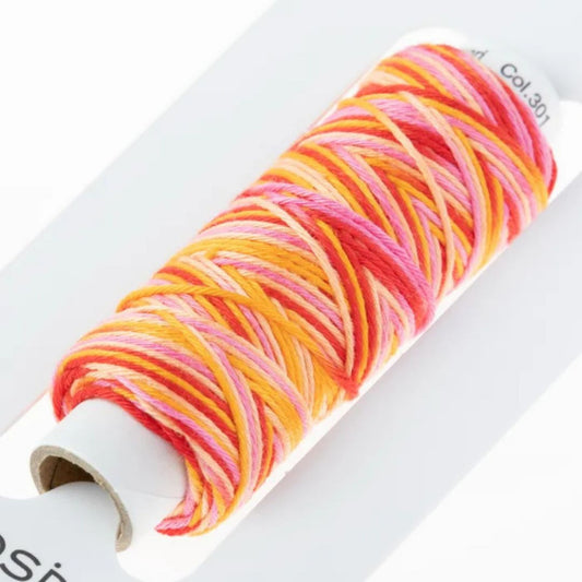 Cosmo "Hidamari" Sashiko Thread Colour 301 Orange/Pink/Red Multi