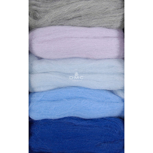 DMC Carded Wool for Felting Pack of Five - Glacier