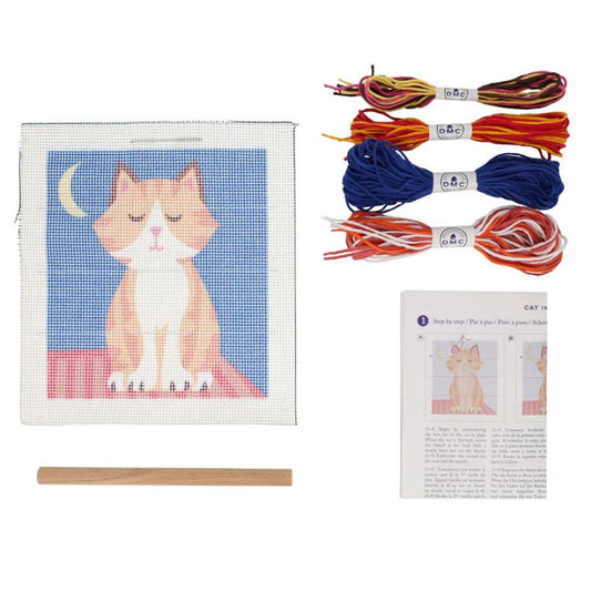 DMC Kids Longstich Kit - Cat in the Night contents
