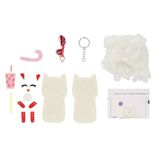 DMC Kids' Stitched Felt Keyring Kit - Matcha Cat