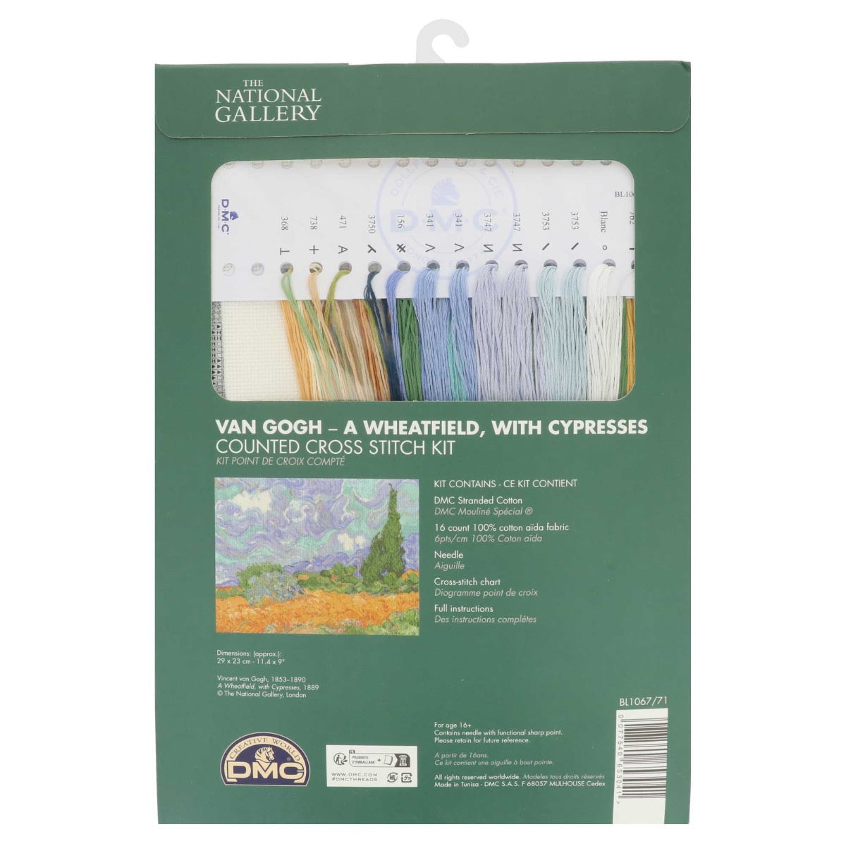 DMC Counted Cross Stitch Kit Van Gogh - Wheatfield with Cypresses