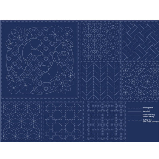 DV4051 Devonstone Cotton/Linen Sashiko Panel - Navy