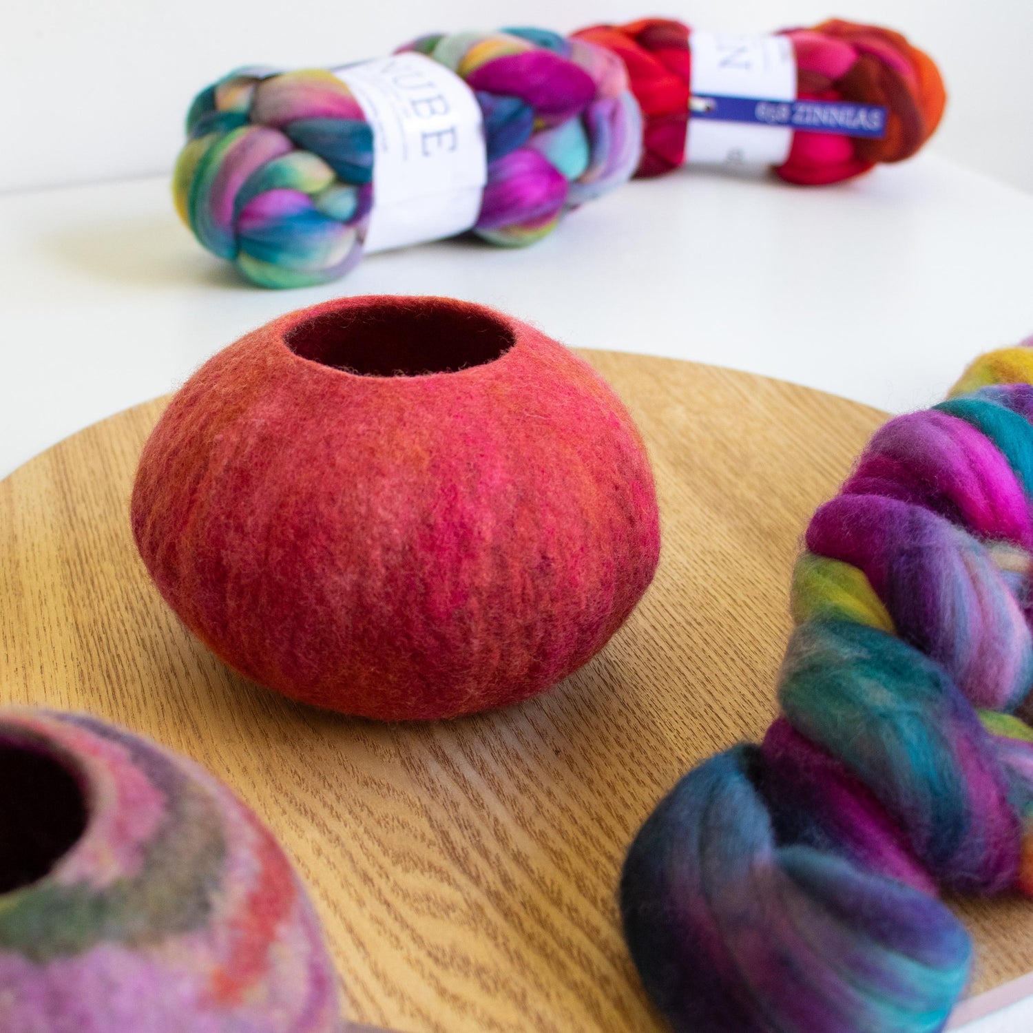 Malabrigo Nube 658 Zinnias Felted Pod