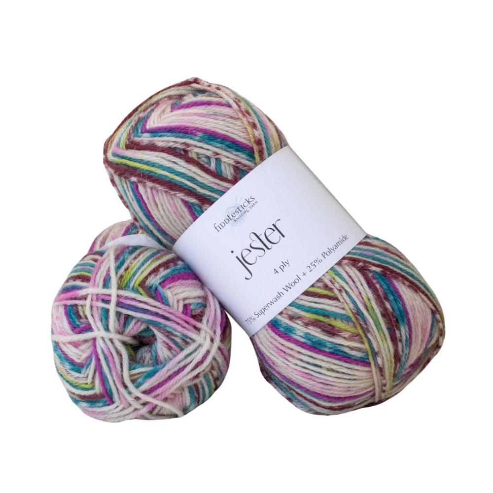 Fiddlesticks Jester 4 ply Sock 82-02 Pink Aqua