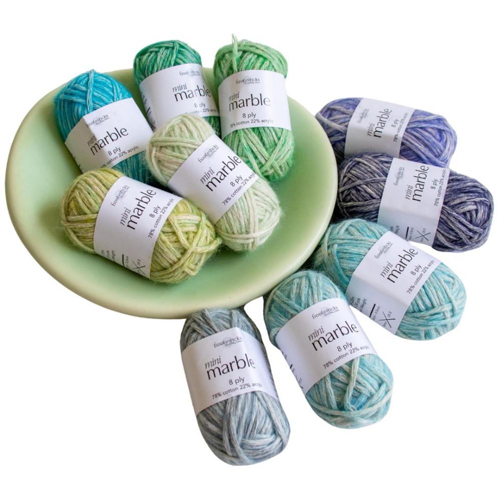 Fiddlesticks Mini Marble Set of 10 - Green/Teal/Blue