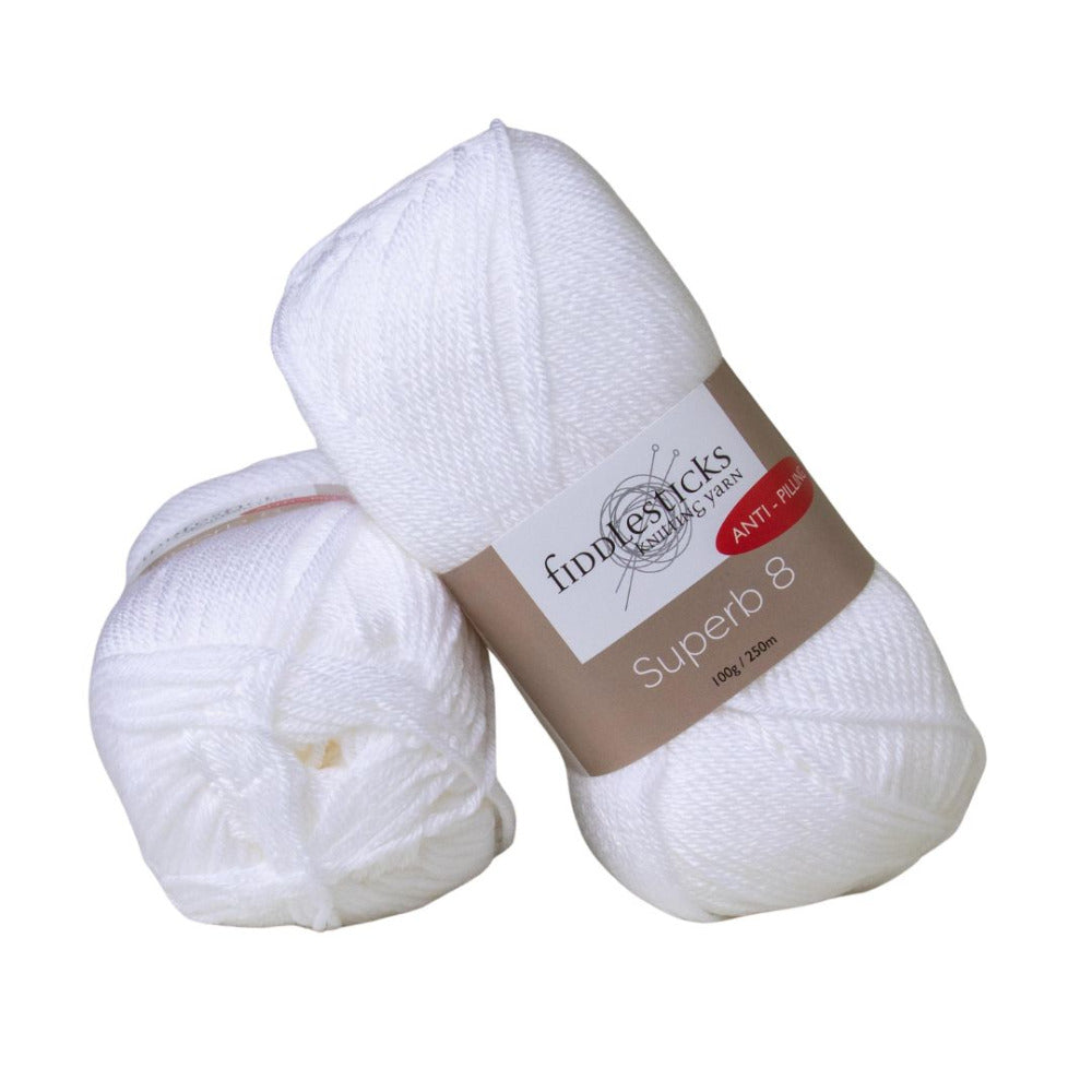 Fiddlesticks Superb 8 Ply 70001 White