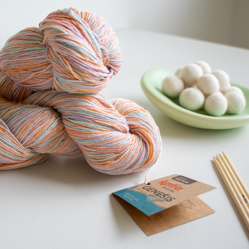 Katia Genesis 306 Peach Coral, Sky, Pink