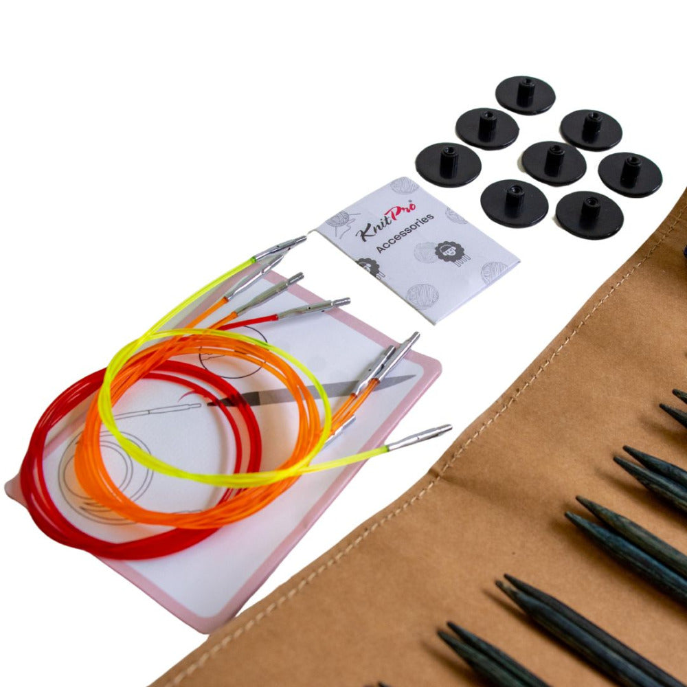 KnitPro Indigo Wood Interchangeable Circular Knitting Needle Set