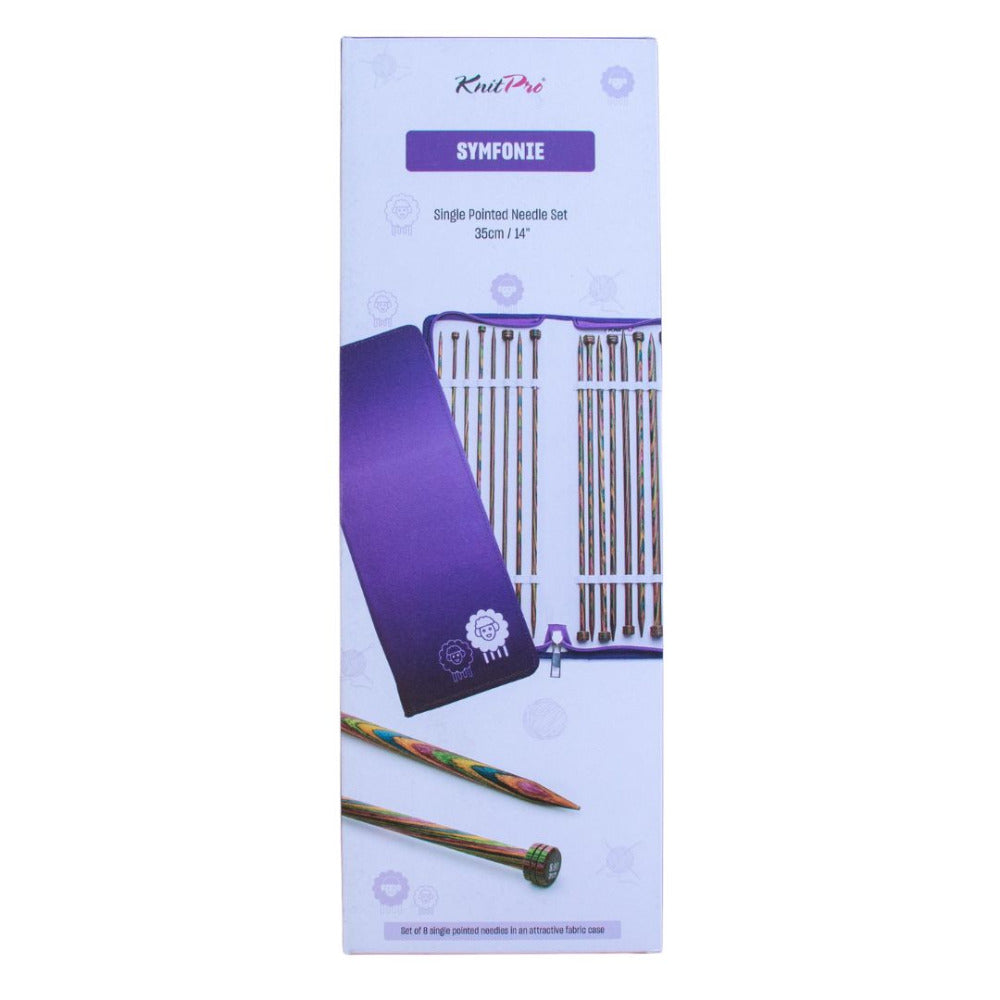 KnitPro Symfonie Wood Single Pointed Straight Knitting Needle Gift Set in Ombre Case, 35cm