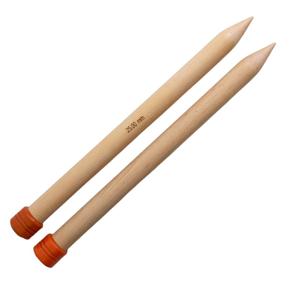 KnitPro Jumbo Beechwood Single Point Knitting Needles 25.00mm/35cm