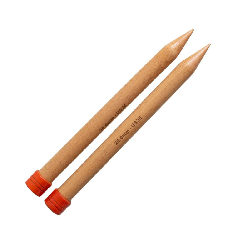 KnitPro Jumbo Beechwood Single Point Knitting Needles 20.00mm/25cm