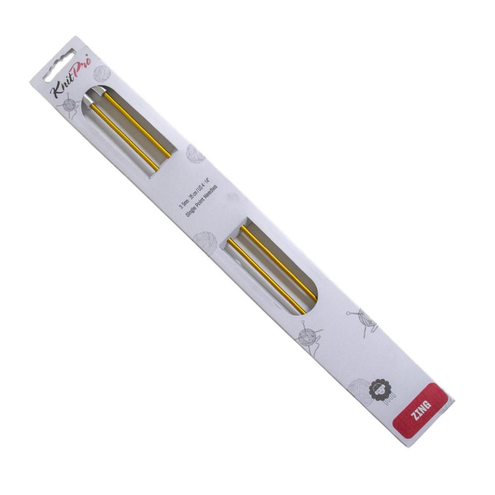 KnitPro Zing Aluminium Single Point Straight Knitting Needles 3.5mm/35cm