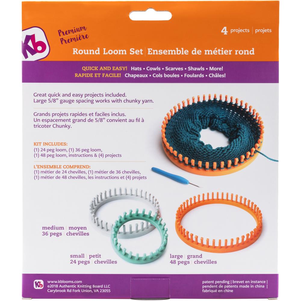 Authentic Knitting Board Premium Round Three Loom Set - Chunky Yarn