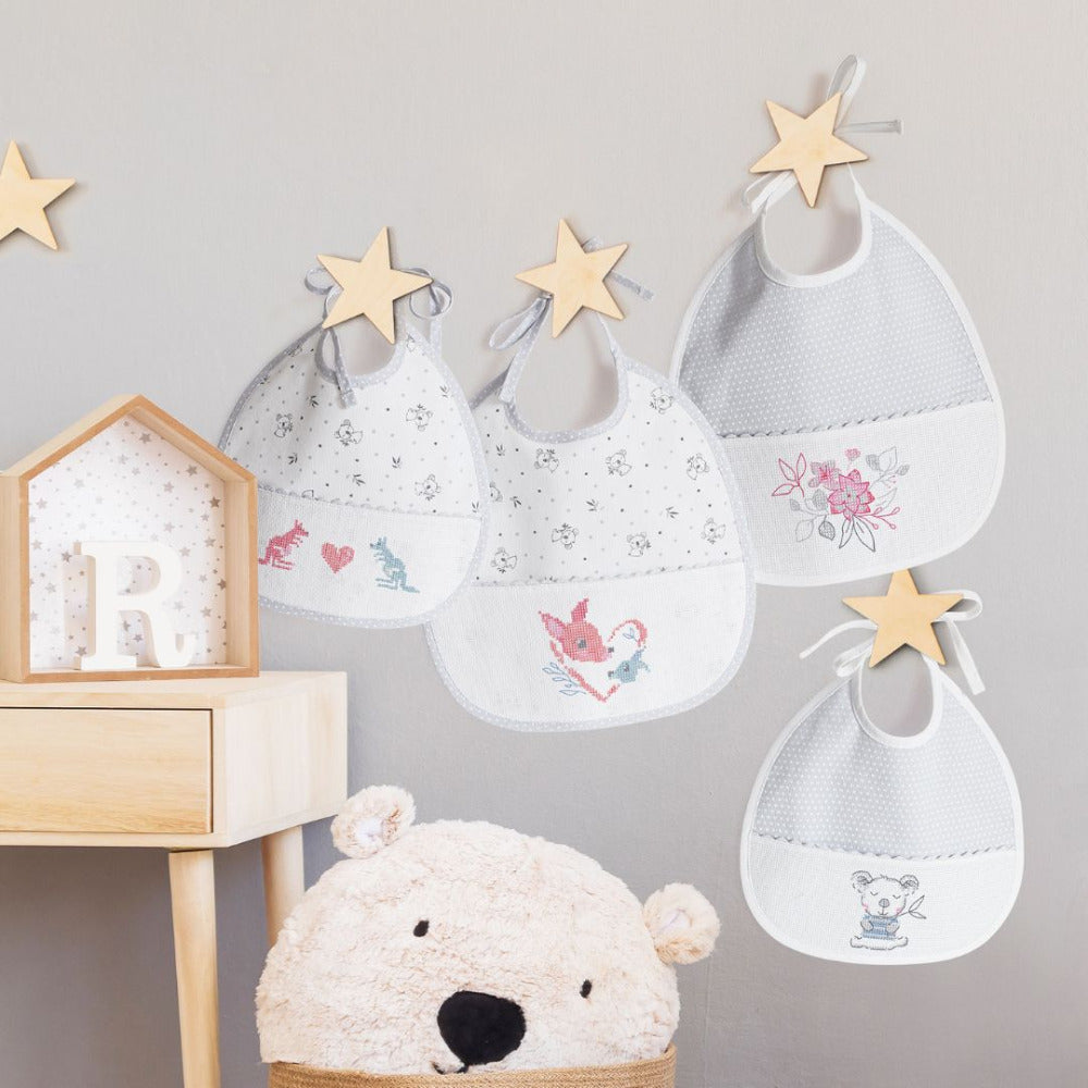 DMC Stitchable Koala Bib Blue 6 mth