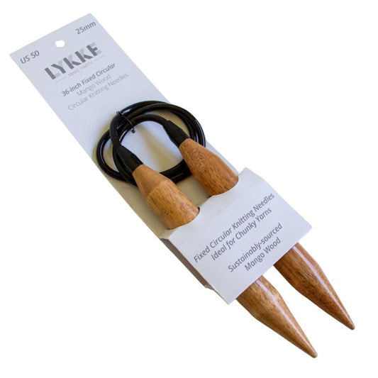LYKKE 25mm/91.5cm (36 inch) Fixed Circular Mango Wood Knitting Needles