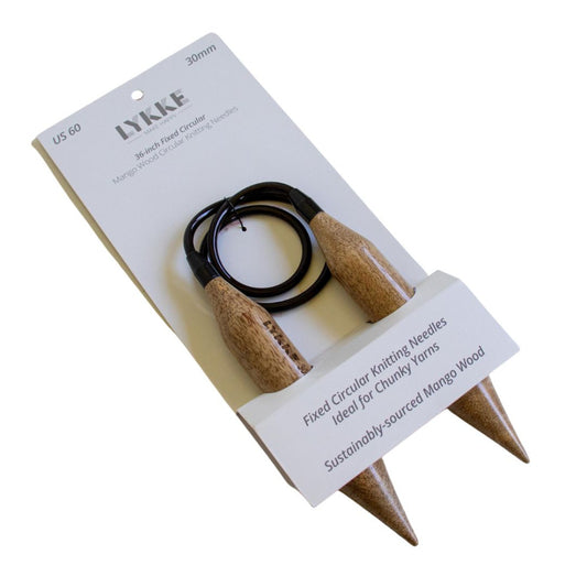 LYKKE 30mm/91.5cm (36 inch) Fixed Circular Mango Wood Knitting Needles