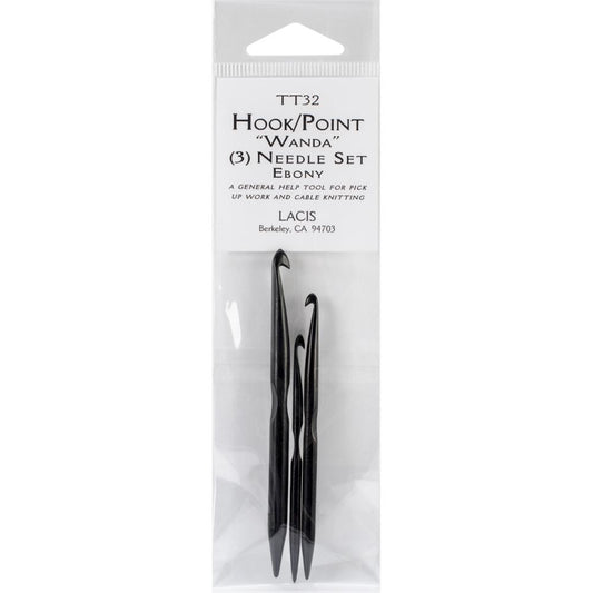 Lacis Double-Ended Ebony Crochet Hooks Set of Three