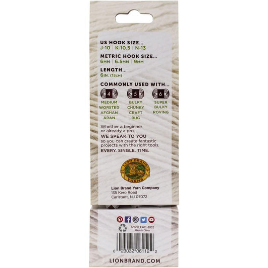 Lion Brand Bamboo Set of Three Crochet Hooks 6.0mm, 6.5mm, 9.0mm