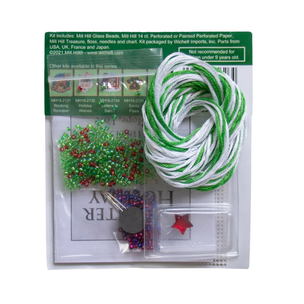 Mill Hill MH18-2133 Joy, Hope, Love Counted Cross Stitch Kit contents