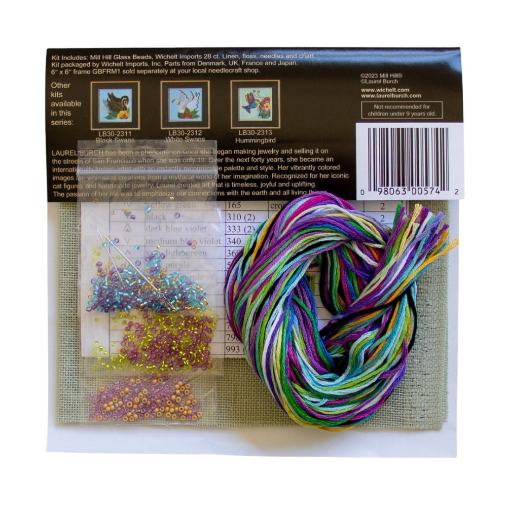 Mill Hill LB30-2314 Laurel Burch Peacock Counted Cross Stitch Kit contents