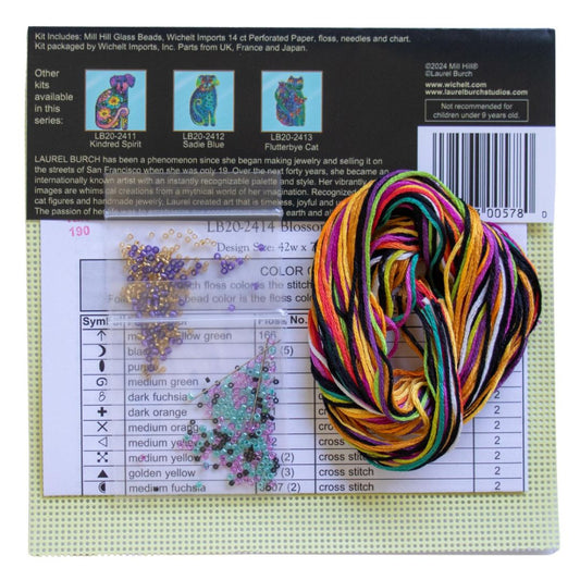 Mill Hill LB20-2414 Laurel Burch Blossoming Feline Counted Cross Stitch Kit