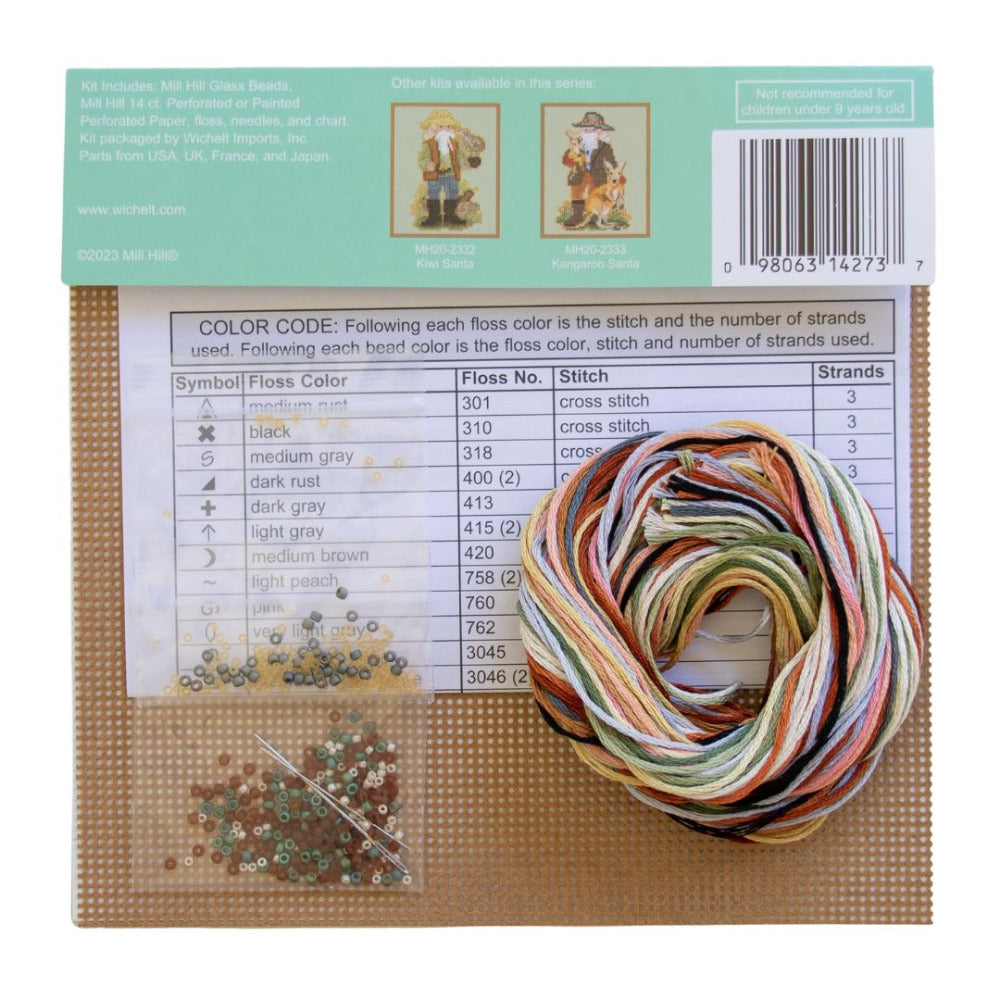 Mill Hill MH20-2331 Koala Santa Counted Cross Stitch Kit contents